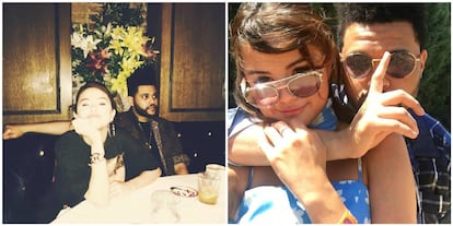 Dos de las fotos con The Weeknd que Selena Gomez ha publicado, y aún mantiene, en su cuenta de Instagram.