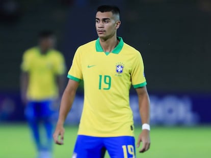 Reinier, el domingo con la selección brasileña en el preolímpico.