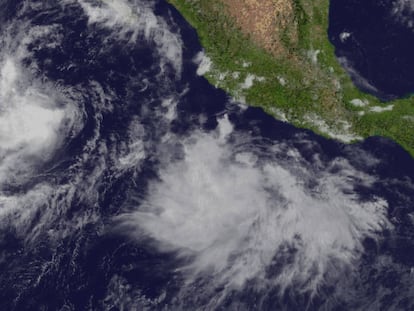 Imagen satelital del huracán Linda en las costas mexicanas.