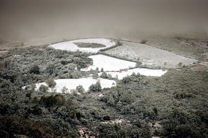 Paisaje nevado en el municipio orensano de Montederramo.