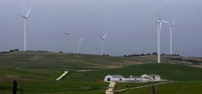 Parque eólico instalado en la comarca gaditana de La Janda.