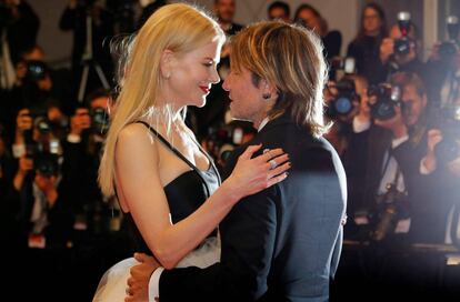 La actriz Nicole Kidman y su marido, el m&uacute;sico Keith Urban, el 22 de mayo en el Festival de Cannes.