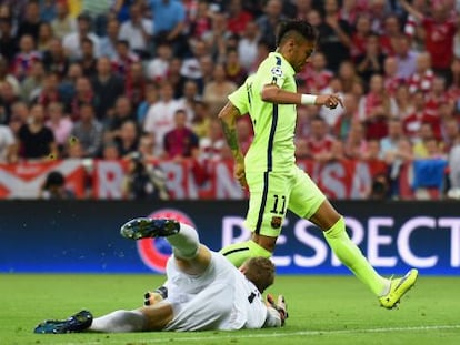 Neymar aconsegueix el primer gol blaugrana.