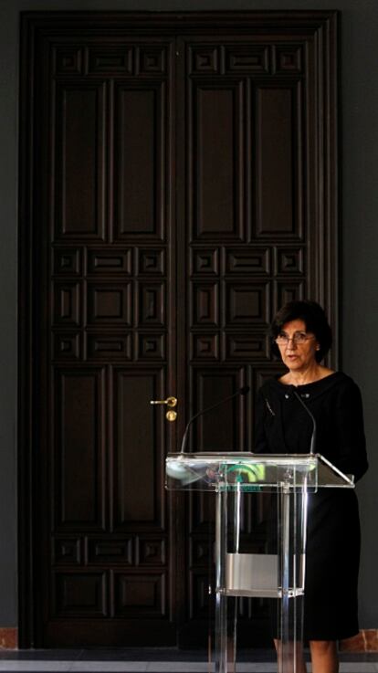 Emelina Fernández toma posesión como presidenta del Consejo Audiovisual de Andalucía, en el Palacio de San Telmo de Sevilla.