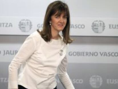 La portavoz, Idoia Mendia, en la rueda de prensa tras la reunión del Gobierno.