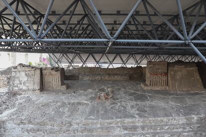 Templo de adoración a Tláloc, el cual estaba protegido por el techo que cayó hace meses tras una granizada.