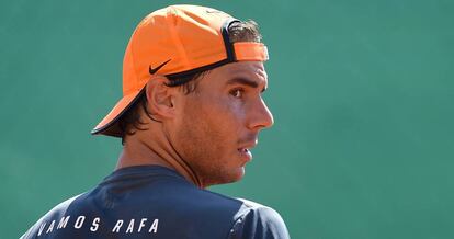 Nadal, durante un entrenamiento en Montecarlo.
