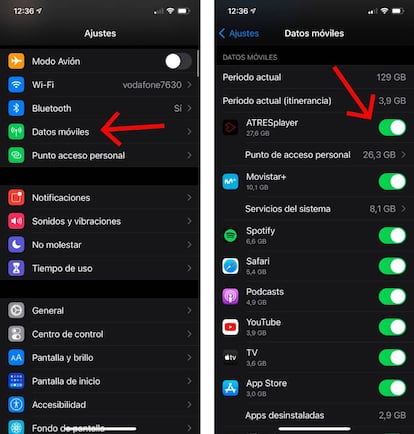 Desactiva los datos en algunas 'apps'.