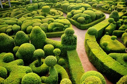 Jardines de Marqueyssac, famosos por las figuras que forman sus setos de boj podados a mano (arte topiaria). 