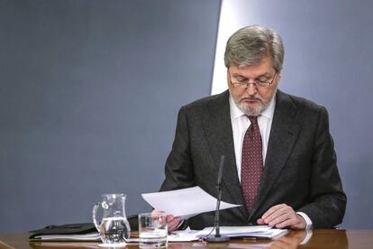 El ministro de Educación, Cultura y Deporte, Íñigo Méndez de Vigo, el pasado viernes 22, durante la rueda de prensa posterior a la reunión del Consejo de Ministros.