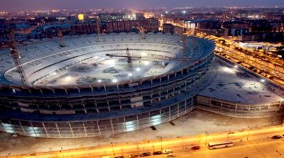 Vista aérea de las obras del nuevo Mestalla en fabrero de 2009.