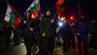 Manifestación neonazi en Bulgaria, el 12 de febrero de 2022.