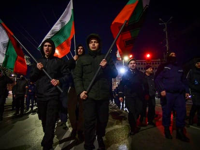 Manifestación neonazi en Bulgaria el 12 de febrero de 2022.