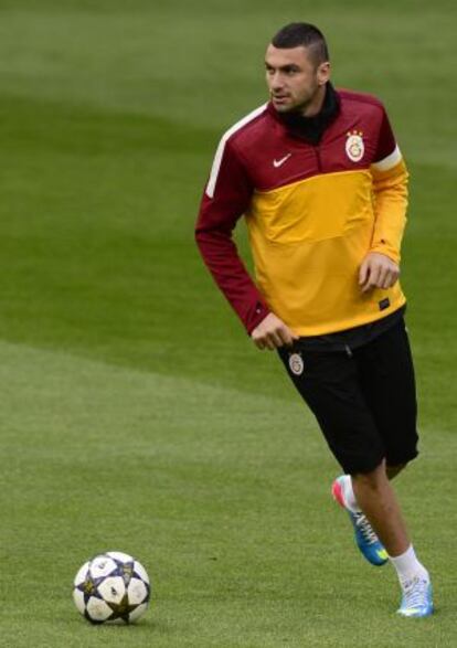 Yilmaz, en el entrenamiento en el Bernabéu.