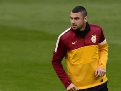 Yilmaz, en el entrenamiento en el Bernabéu.