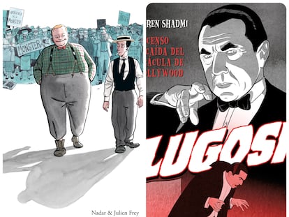 Portadas de los cómics 'Fatty. El primer rey de Hollywood' y 'Lugosi. Ascenso y caída del Drácula de Hollywood'.