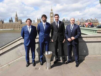 Xavi Pascual, Juan Carlos Navarro, Rudy Fernández y Pablo Laso, en Londres.