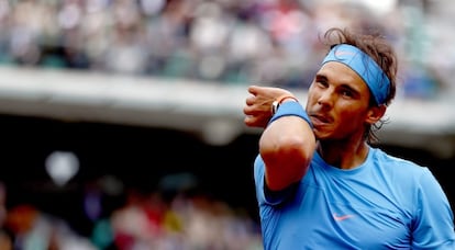 Nadal, durante un partido en Roland Garros.