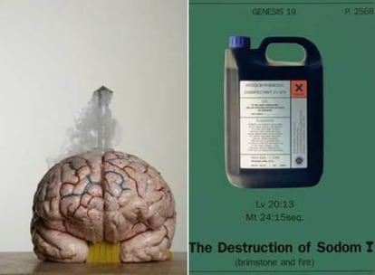 A la izquierda, &#39;El cerebro como refugio&#39; , escultura de Jan Fabre. A la derecha, &#39;Las estaciones de la Cruz. III Cristo cae por primera vez&#39; , de Damien Hirst.