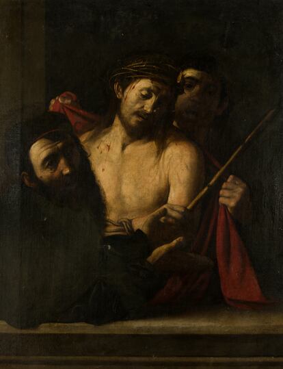 La última imagen tomada del supuesto 'caravaggio' ya bajo custodia de Colnaghi.