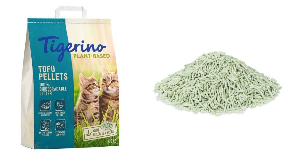 Arena natural Tigerino Plantbased Tofu con olor a té verde.