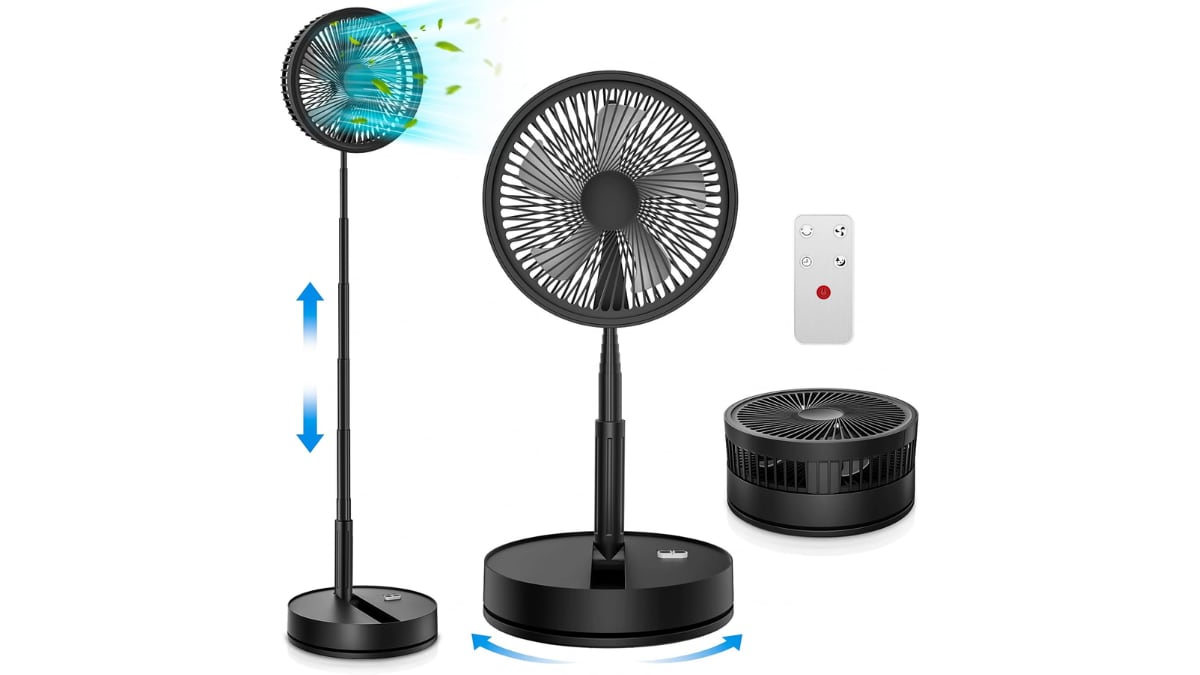 Ventilador de pie plegable.