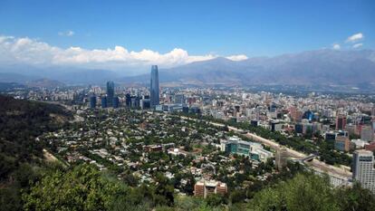 Vista a&eacute;rea de Santiago, Chile.
