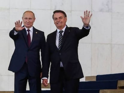Putin y Bolsonaro durante la reunión de economías emergentes BRICS
