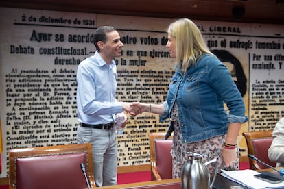 Sergio Bote, momentos antes de comparecer ante la Comisión de Investigación del caso Koldo en el Senado, este martes.