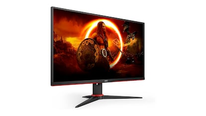 Monitor gaming sobre fondo blanco.