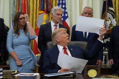 Donald Trump, este viernes en el Despacho Oval.