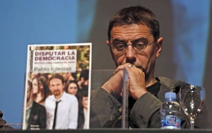 Juan Carlos Monedero en la reciente presentación del libro de Pablo Iglesias 'Disputar la Democracia'.