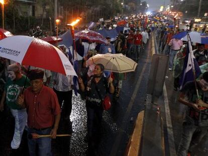 Manifestantes en Tegucigalpa este viernes. 