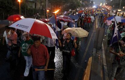 Manifestantes en Tegucigalpa este viernes. 