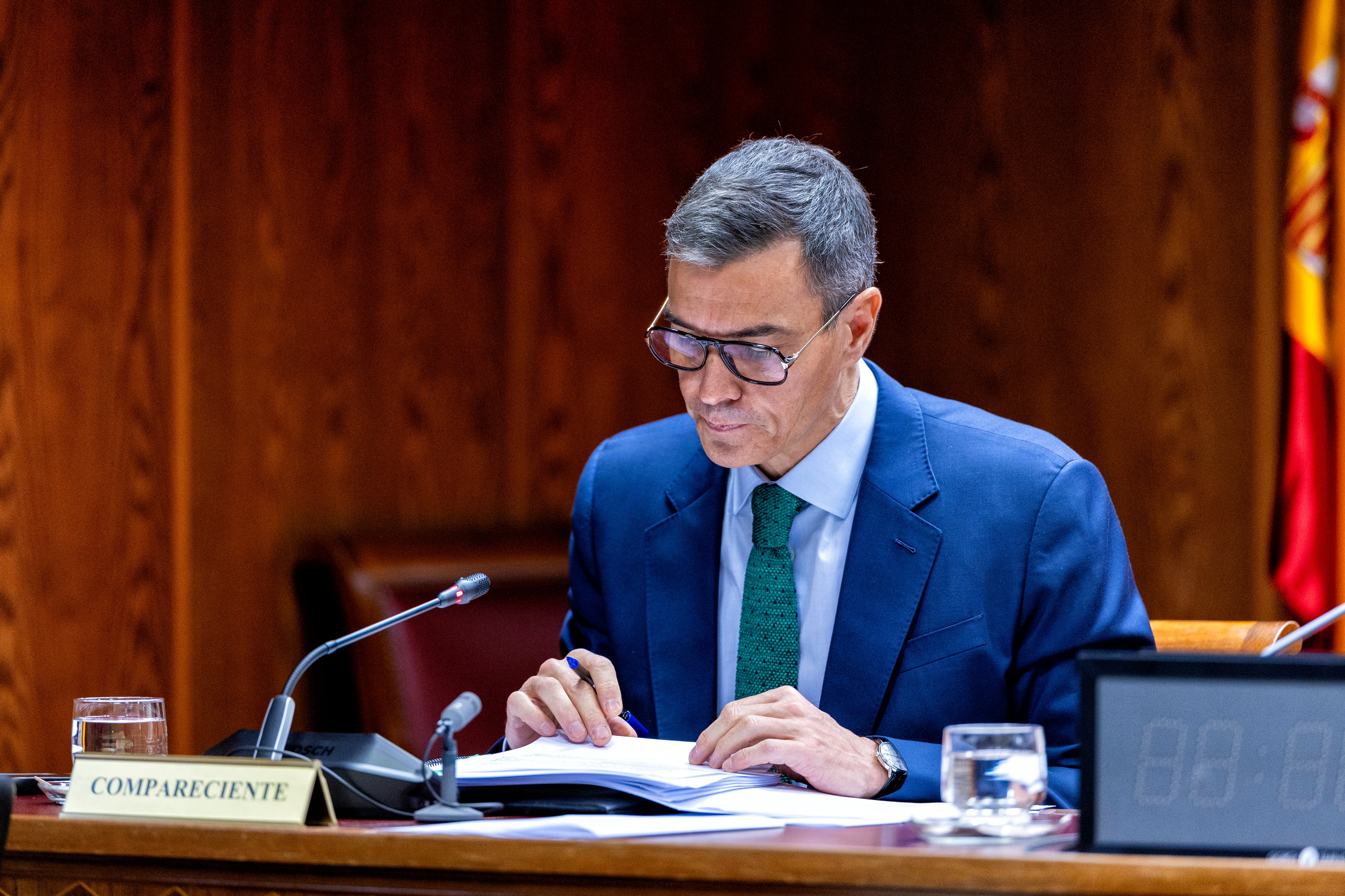 Pedro Sánchez, en un momento de su comparecencia de este jueves en la comisión del Senado.