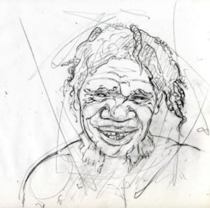 Ilustración de un joven neandertal.