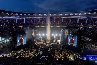 General view during the concert of the singer Dellafuente, at the Riyadh Air Metropolitano stadium, on June 20, 2025, in Madrid (Spain).