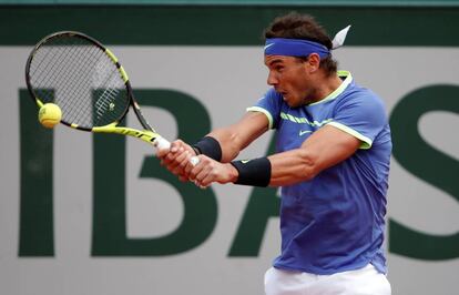 Nadal, durante el partido ante Carreño.