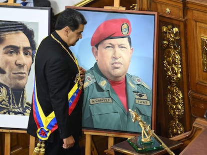 El presidente Nicolás Maduro, en su reporte anual a la nación, en la Asamblea, el 12 de enero de 2023.
