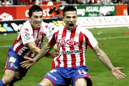 Nacho Novo celebra el gol de la victoria.