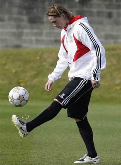 Torres, durante el entrenamiento de ayer.