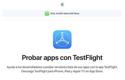 Testflight de WhatsApp en iPhone: "Esta versión beta está llena".