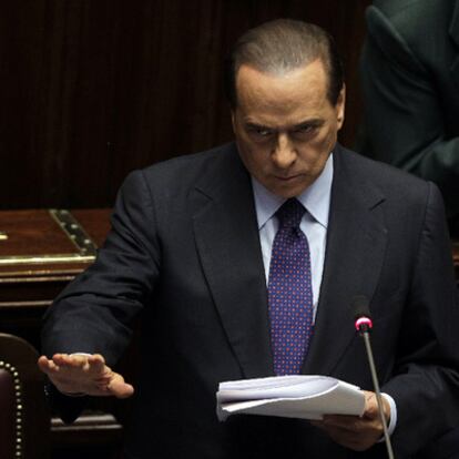 Silvio Berlusconi, durante la sesión de ayer en la Cámara.