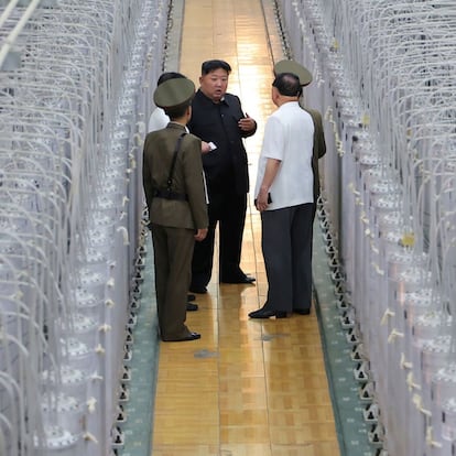 HANDOUT - 13 September 2024, North Korea, ---: A photo released by North Korea's official Korean Central News Agency (KCNA) on 13 September 2024, shows North Korean leader Kim Jong-un (C) inspecting a uranium enrichment facility. Photo: -/KCNA/KNS/dpa - ACHTUNG: Nur zur redaktionellen Verwendung und nur mit vollständiger Nennung des vorstehenden Credits
13/09/2024 ONLY FOR USE IN SPAIN