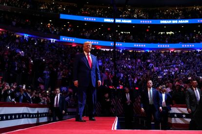 Trump during a controversial rally at Madison Square Garden in New York on October 27.