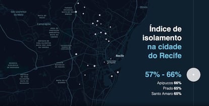 Índice de aislamiento de la ciudad de Recife, de acuerdo con la empresa In Loco.