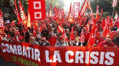 Manifestación del sábado en Madrid contra la crisis.