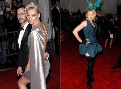 Kate Moss con Marc Jacobs (izquierda) y Madonna (derecha).