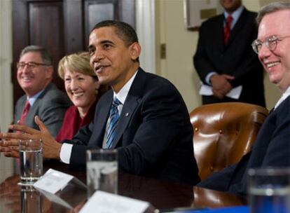 Barack Obama,   durante una reunión con los ejecutivos de grandes empresas en la Casa Blanca.