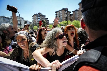 A protest outside the courthouse seeing the Manada case.